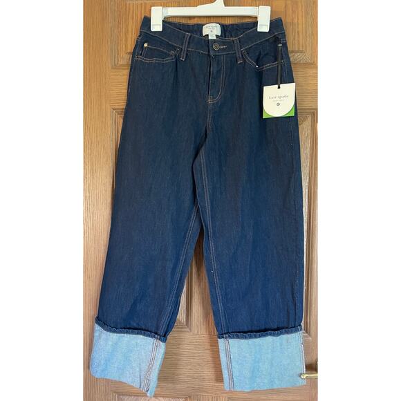 NWT Kate Spade Big Cuff Jeans Size 6 waist 15.5” inseam 26.5” cuff 6.5” rise 11” - Picture 1 of 6